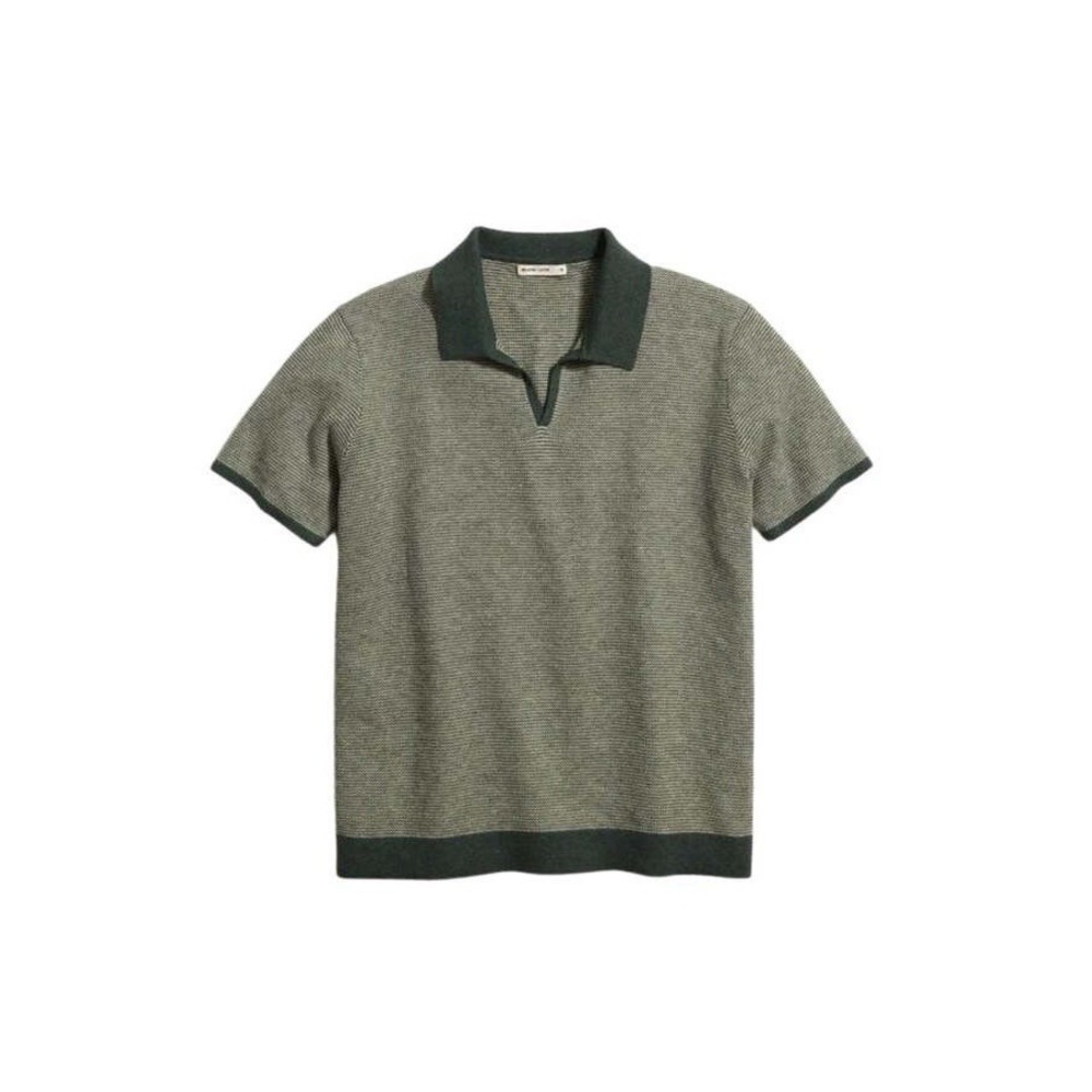 NWT Marine Layer Liam Sweater Polo 2XL Olive Green Short Sleeve Knit Pullover